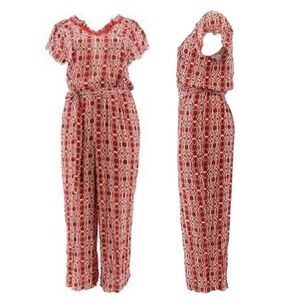 Curations Printed Gauze Jumpsuit Rust Print 688--955